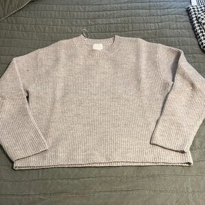 H&M Women's Cream Ribbed Sweater